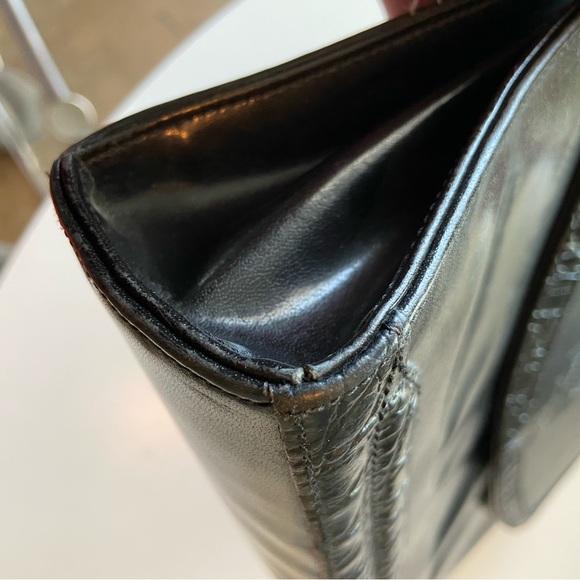 Vintage High End BELLE ROSE Black Leather Briefcase Attaché Purse Hand Bag RARE - Picture 8 of 16